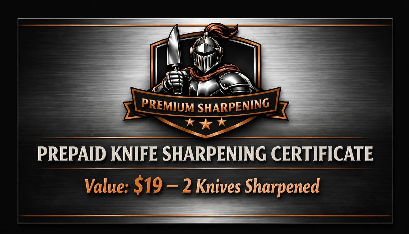 Copper gift card for sharpening services