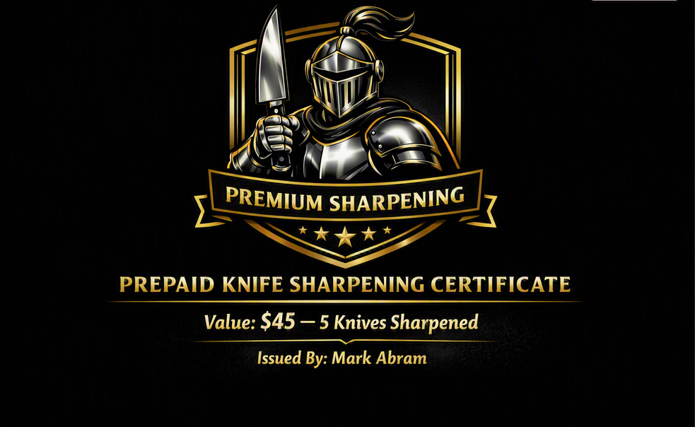Black gift card for sharpening services