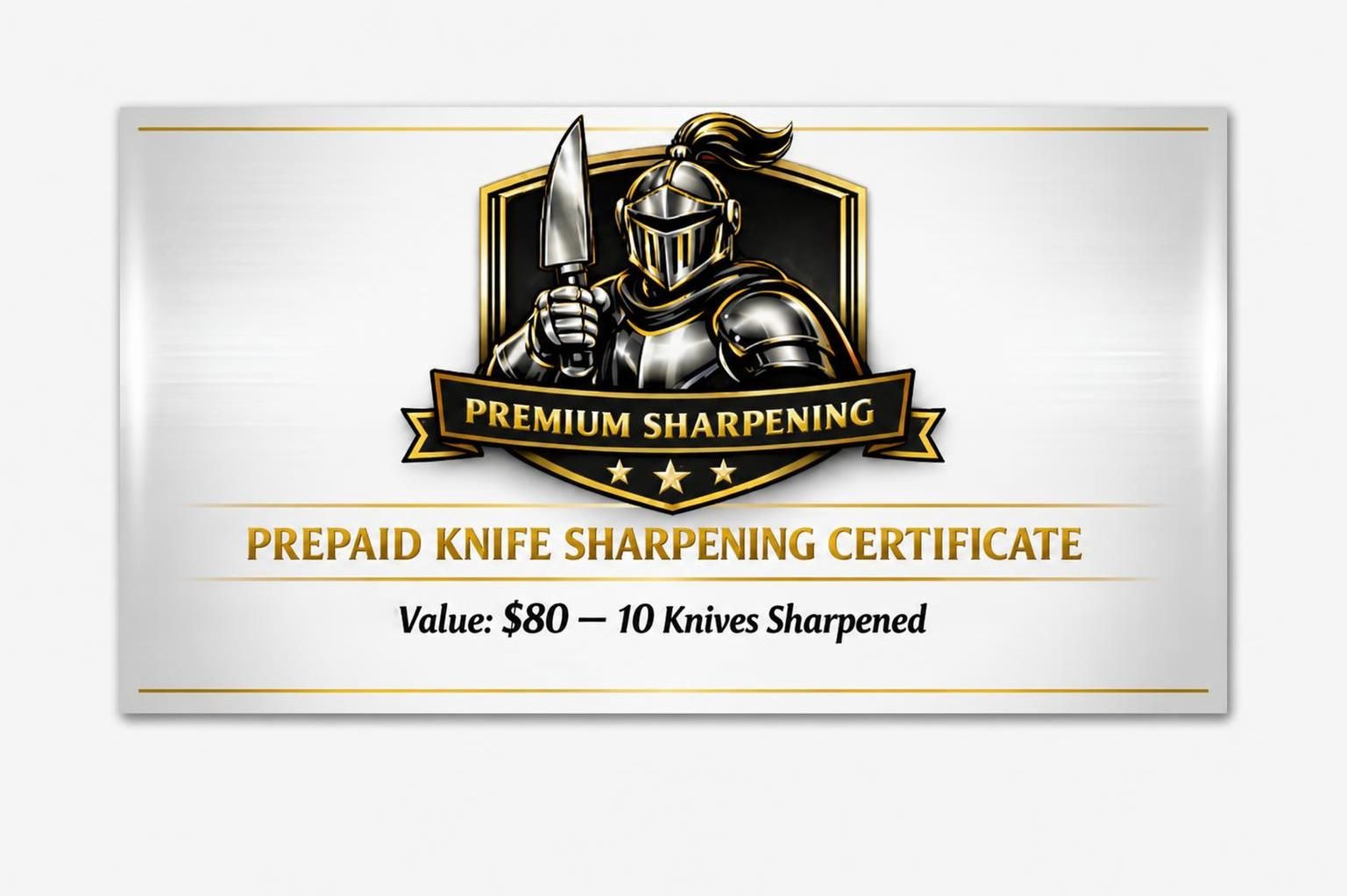 Gold gift card for sharpening services